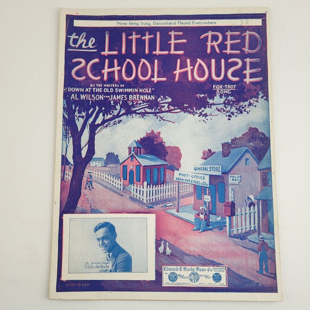 The Little Red School House, The White Sisters, Antique sheet music 1920 #SM3
